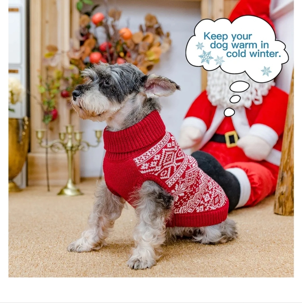 Red Dog Sweater with White Pattern